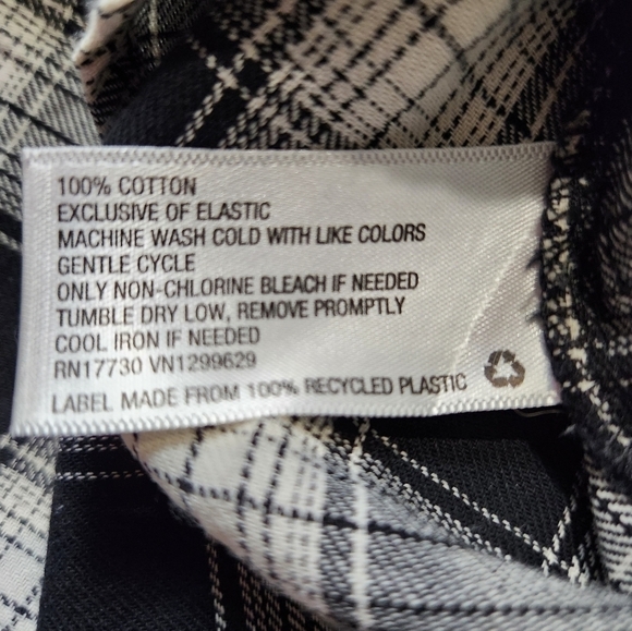 Mini shirt Dress Plaid  Button down Country dress Black Cream Size S-M KNOX ROSE - Picture 15 of 15